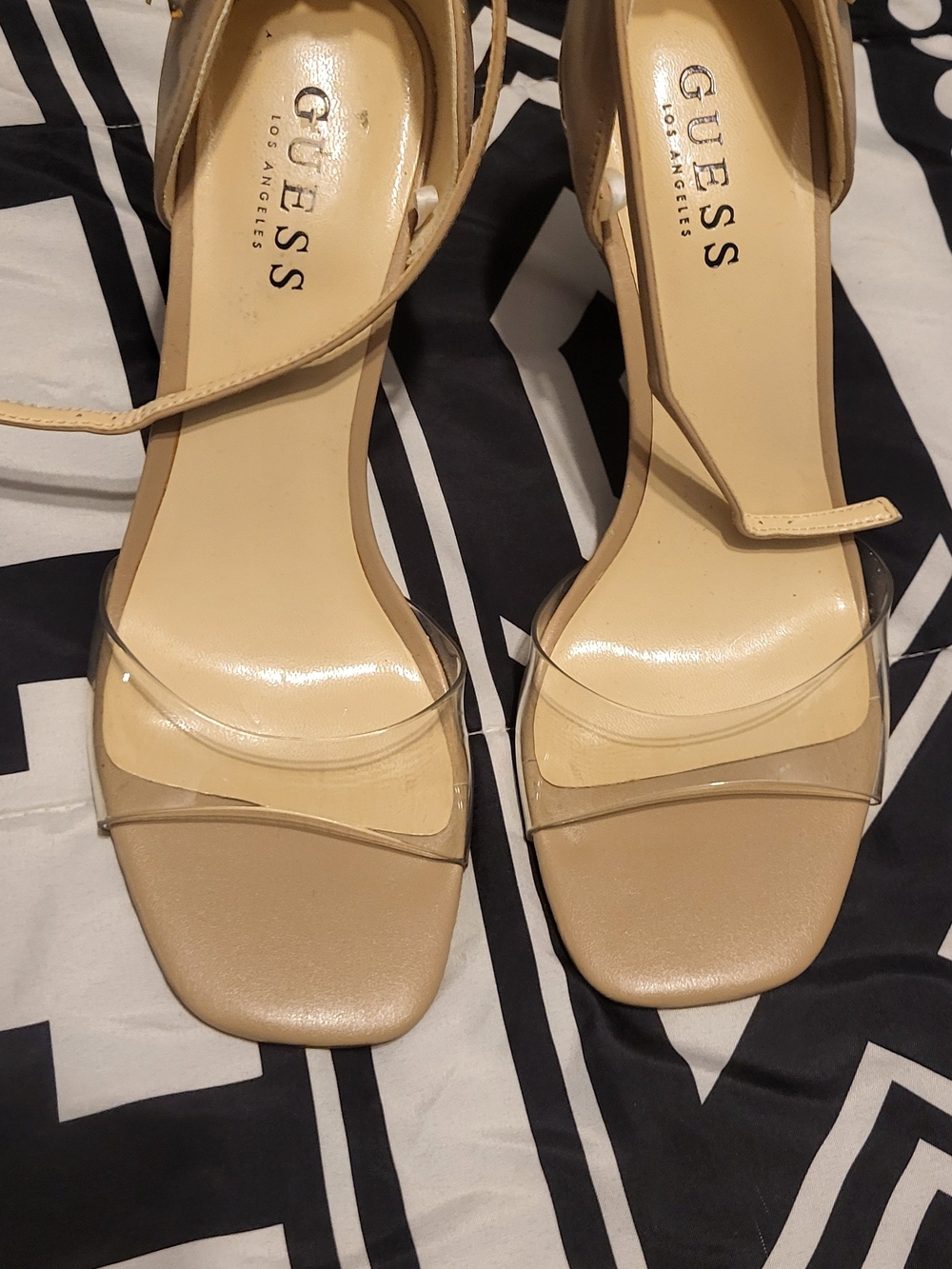 Brand New GUESS Nude Clear-Strap 4 inch Heel Sandals